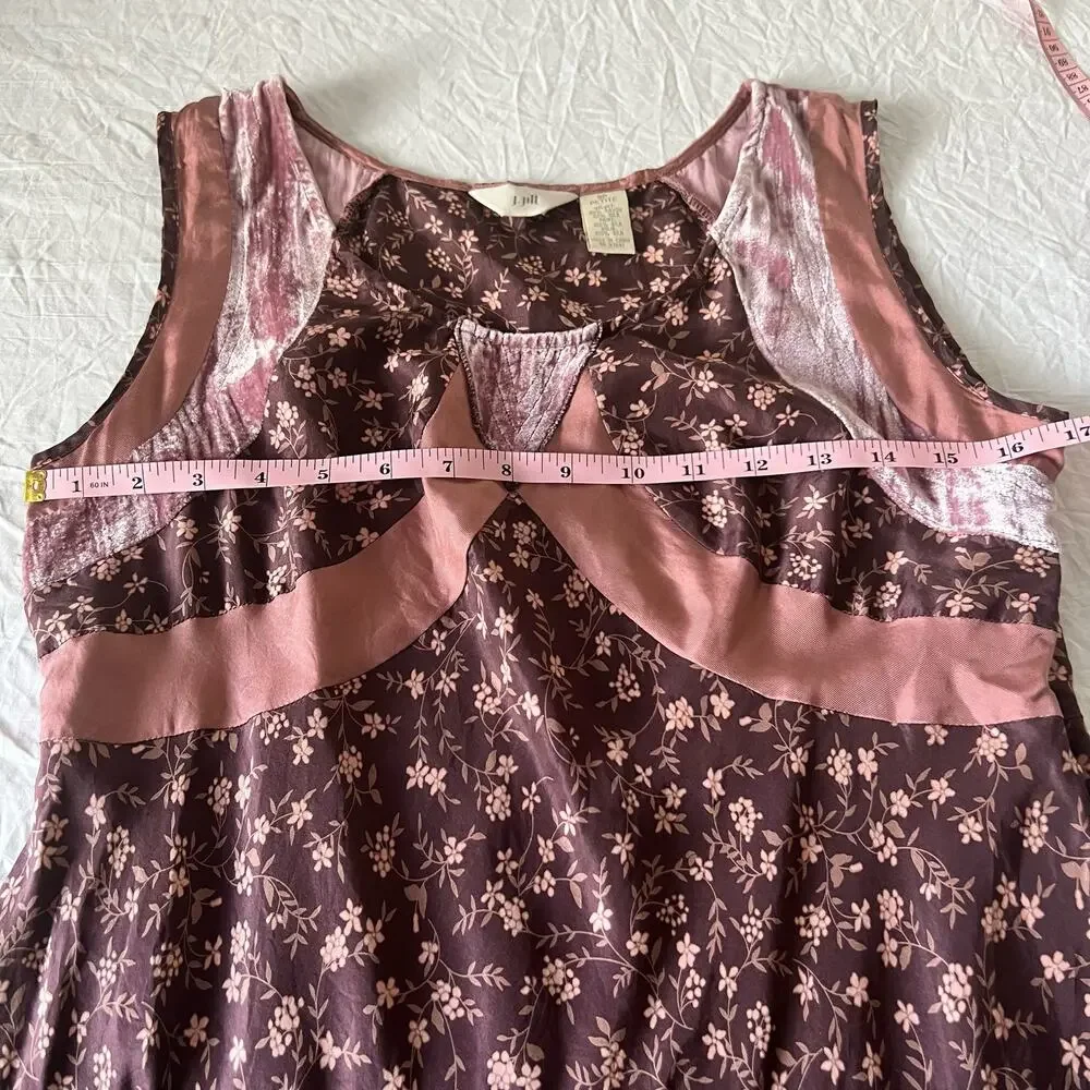 J. Jill Silk Blend Floral Babydoll Sleeveless Knee Length Dress Size 8 Petite - Picture 6 of 10